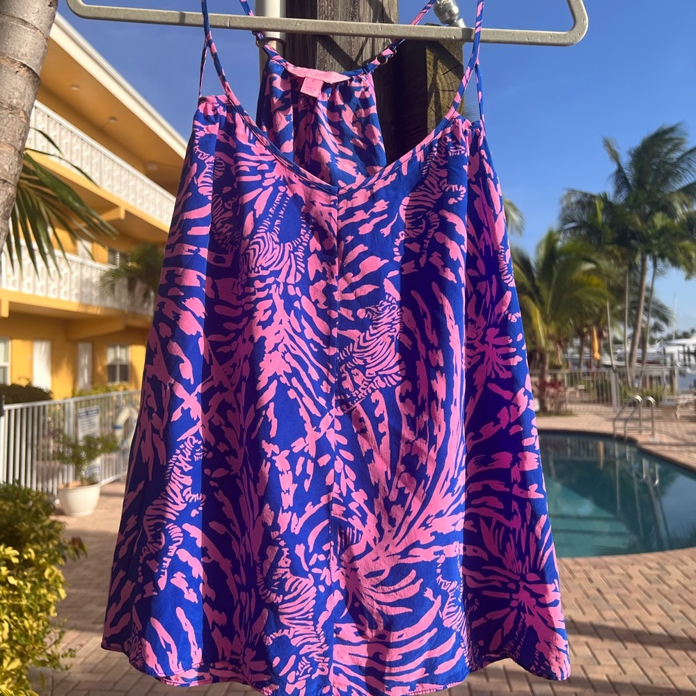 Vintage Lilly Pulitzer silk racer back tank size s